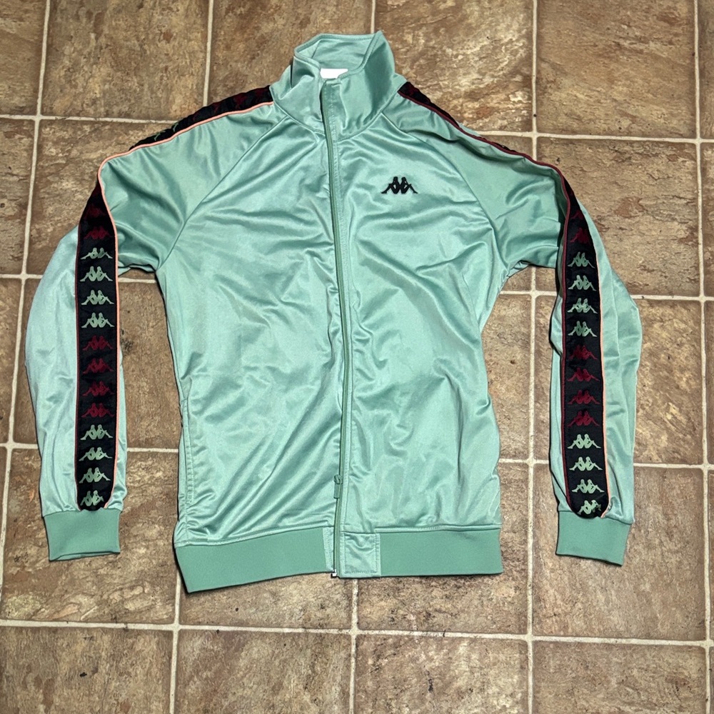 Kappa Light Green Track Jacket with Black and Red Details
